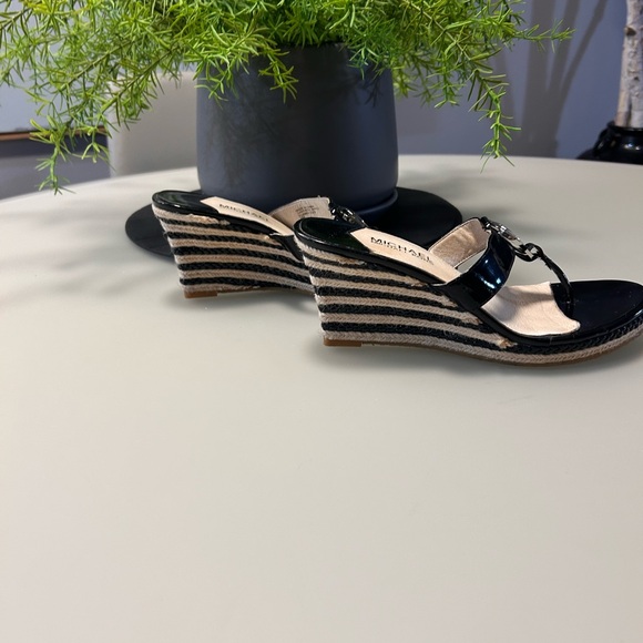 Michael Kors Black and Cream Wedge Sandals - Picture 3 of 10